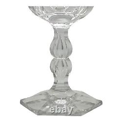 Crystal 6 Panel Wine Glass Clear Double Bulbous Stem 6 1/2 6pc