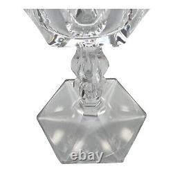 Crystal 6 Panel Wine Glass Clear Double Bulbous Stem 6 1/2 6pc