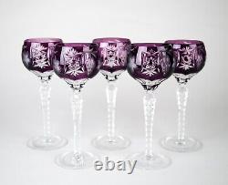 Crystal Clear Industries Grape Amethyst Cut to Clear Purple Hock Wine Glasses