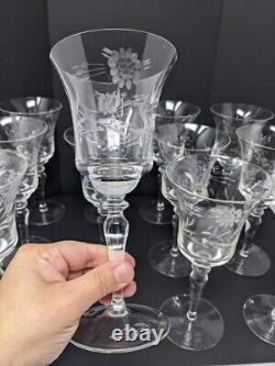 Crystal Clear Stemware Sunflower Footed Tall Wine Goblets approx 8 (set of 12)