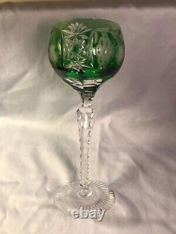 Crystal Clear set of 6 Grape cut crystal green hock wine glasses