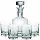 Crystal Decanter Set 5 Piece Liquor Bar Whiskey Scotch Wine Bottle Glasses New