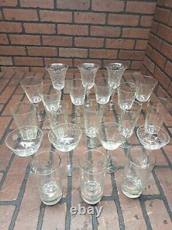 Crystal Glasses Various Sizes Large Lot Of 21 Unsure Of Brand