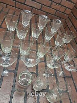 Crystal Glasses Various Sizes Large Lot Of 21 Unsure Of Brand