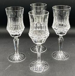 Crystal Set Of 4 Old Galway Star Cut Foot 7 1/4 Claret Wine Glasses By Galway