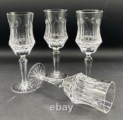 Crystal Set Of 4 Old Galway Star Cut Foot 7 1/4 Claret Wine Glasses By Galway