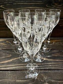 Crystal Vertical & Panel Cut Wine Glasses Multisided Stem 8 1/8 Set Of 10