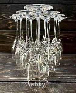 Crystal Vertical & Panel Cut Wine Glasses Multisided Stem 8 1/8 Set Of 10