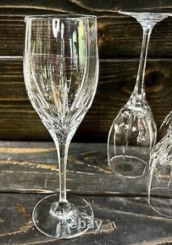 Crystal Vertical & Panel Cut Wine Glasses Multisided Stem 8 1/8 Set Of 10