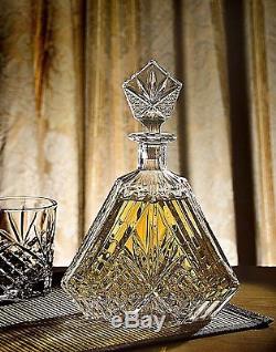 Crystal Whiskey Decanter Triangular Liquor Wine Glass Bottle Scotch Lead Free