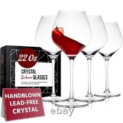 Crystal Wine Glasses Set of 4, 22 Oz Long Stem Modern Wine Glasses for White