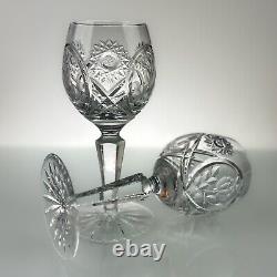 Crystal Wine Glasses Vintage Barware Floral Pattern Cut Glass Crystal Rose