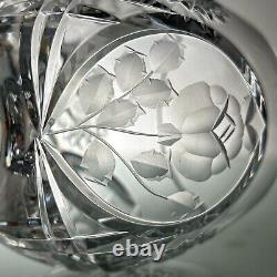Crystal Wine Glasses Vintage Barware Floral Pattern Cut Glass Crystal Rose