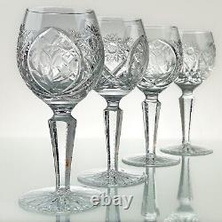 Crystal Wine Glasses Vintage Barware Floral Pattern Cut Glass Crystal Rose