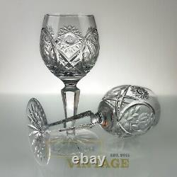 Crystal Wine Glasses Vintage Barware Floral Pattern Cut Glass Crystal Rose