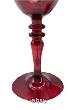 Crystal Wine Glasses, Williams Sonoma, rare Red Pinecone Cut to Clear, Four