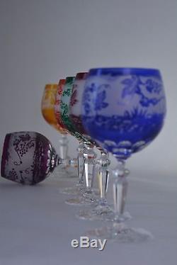 Crystal glass Wine glasses set of 6 from Poland Engraved HANDMADE Mix Color
