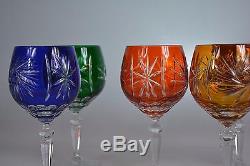 Crystal glass Wine glasses set of 6 from Poland Hand Made HANDMADE mix color