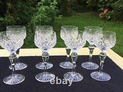 Cut Crystal Hock wine glass x 8 Glasses vintage retro 17.4 cm high