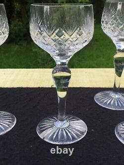 Cut Crystal Hock wine glass x 8 Glasses vintage retro 17.4 cm high