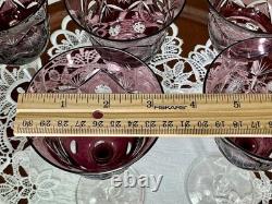 Cut to Clear Glass Crystal 7 3/4 Set of 6 Bohemia Amethyst Wine Glasses Goblets