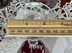 Cut to Clear Glass Crystal 7 3/4 Set of 6 Bohemia Amethyst Wine Glasses Goblets