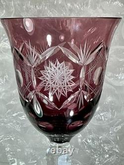 Cut to Clear Glass Crystal 7 3/4 Set of 6 Bohemia Amethyst Wine Glasses Goblets