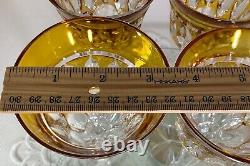 Cut to Clear Glass Crystal Amber Yellow 8 1/2 Wine Glasses Goblets Set of 6