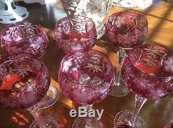 Cut to Clear set of 12 Wine and Brandy Crystal Glasses in Pink