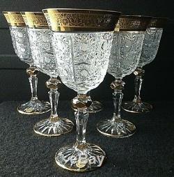 Czech Cut Bohemia crystal glass Beautifull wine glasses 170ml engraving, gold