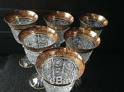 Czech Cut Bohemia crystal glass Beautifull wine glasses 170ml engraving, gold