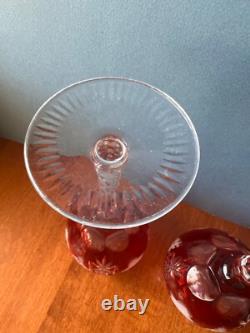 Czech Cut To Clear Red Set Of 4 Wine Goblets Plus A Spare