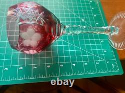 Czech Cut To Clear Red Set Of 4 Wine Goblets Plus A Spare