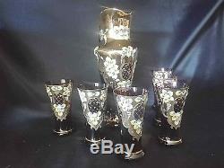 Czech bohemia Egermann crystal glass Water, bier, wine set 6+1 decorated gold