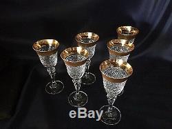 Czech bohemia crystal glass Wine glasses 17cm 6pc decorated double gold