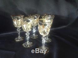 Czech bohemia crystal glass Wine glasses 17cm 6pc decorated gold