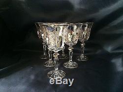 Czech bohemia crystal glass Wine glasses 17cm 6pc decorated gold
