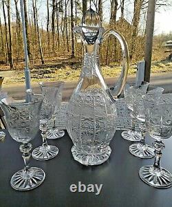 Czech bohemia cut crystal glass Wine set 6+1