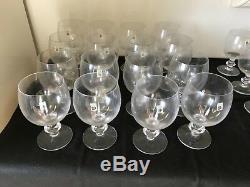 DAUM CRYSTAL FRANCE Champagne, Water and Wine Glasses. Etched with DAUM