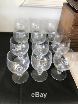 DAUM CRYSTAL FRANCE Champagne, Water and Wine Glasses. Etched with DAUM