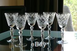 DIAMOND CUT pattern WIDE High quality CRYSTAL wine glasses, Set of 6, Russia