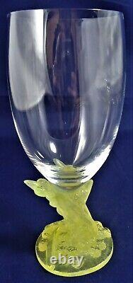 Daum France Nancy Crystal wine glass Mimosa Pate de Verre Yellow Base A25/38