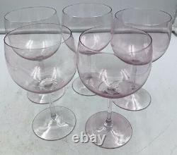 Dorothy Thorpe 5 Crystal Iridescent Amethyst Glass Stemware Wine Hock Glasses