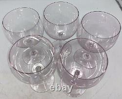 Dorothy Thorpe 5 Crystal Iridescent Amethyst Glass Stemware Wine Hock Glasses