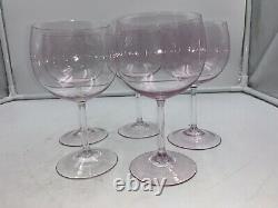 Dorothy Thorpe 5 Crystal Iridescent Amethyst Glass Stemware Wine Hock Glasses