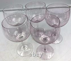 Dorothy Thorpe 5 Crystal Iridescent Amethyst Glass Stemware Wine Hock Glasses