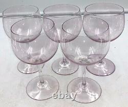 Dorothy Thorpe 5 Crystal Iridescent Amethyst Glass Stemware Wine Hock Glasses