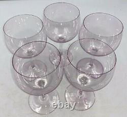 Dorothy Thorpe 5 Crystal Iridescent Amethyst Glass Stemware Wine Hock Glasses