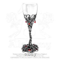 Dracula's Cup Clear Wine Glass Goblet Red Crystal Droplets CWT43 Alchemy Gothic