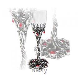 Dracula's Cup Clear Wine Glass Goblet Red Crystal Droplets CWT43 Alchemy Gothic